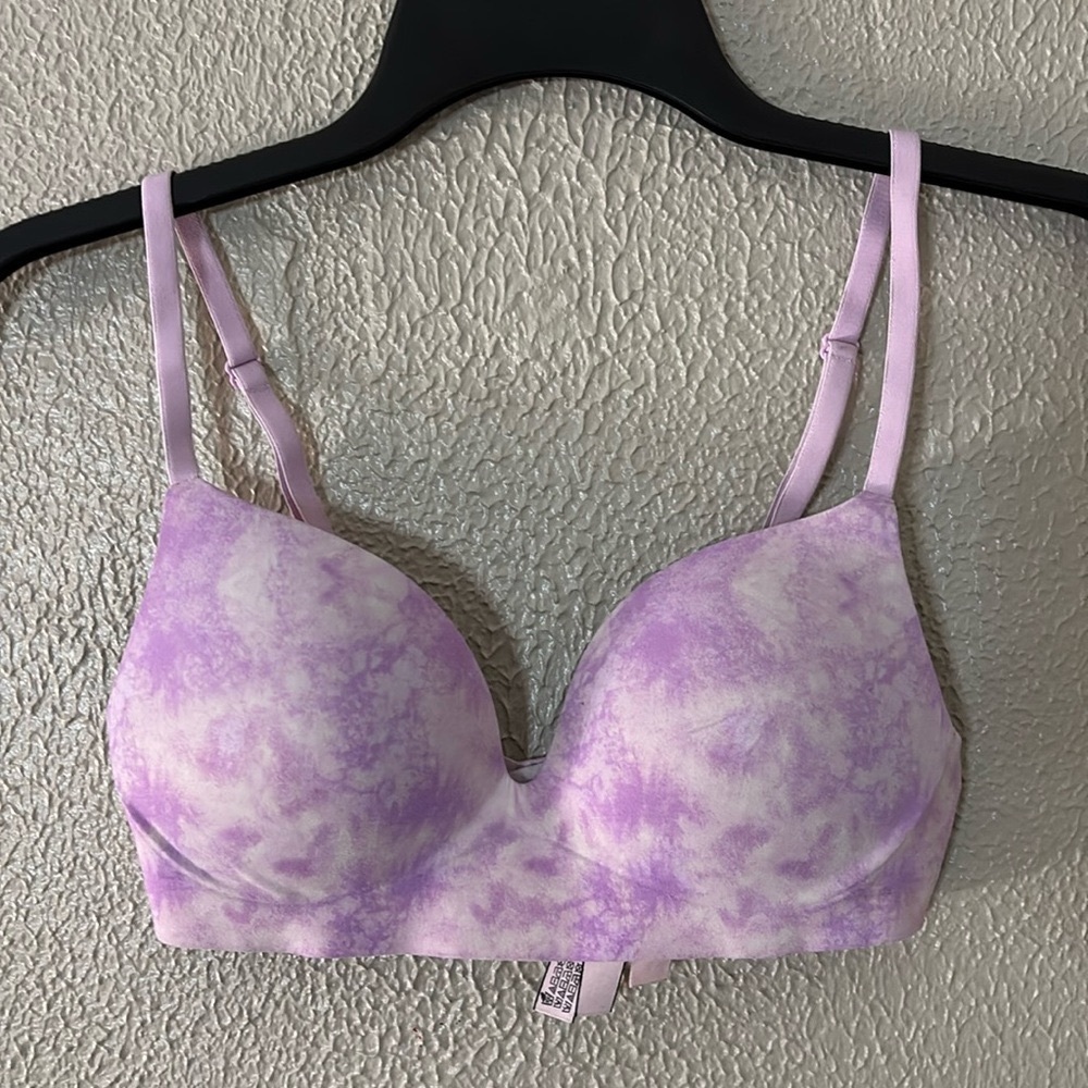 Women’s Victoria Secret Purple Tie Dye Wireless Padded Push Up Bra, 32B